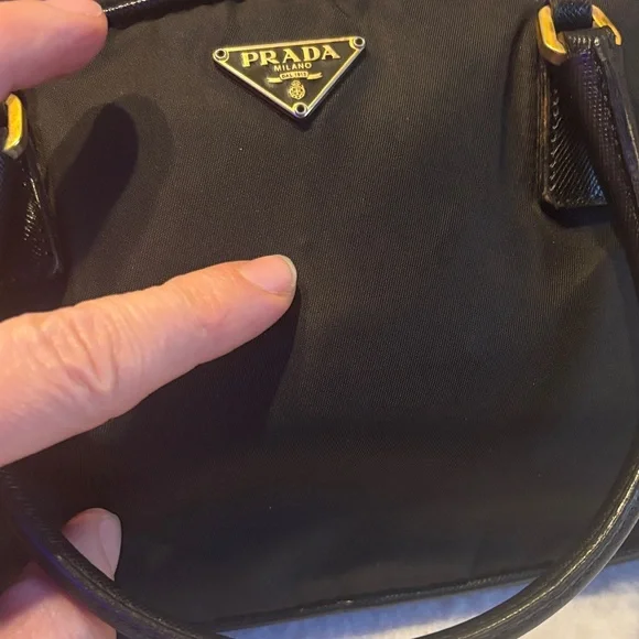 Prada $25 start Vintage Black Nylon Tote with Gold Accents - Picture 5 of 17
